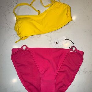 ROCK BOTTOM BIKINI SALE Size Small Shade & Shore Yellow and Pink Bikini
